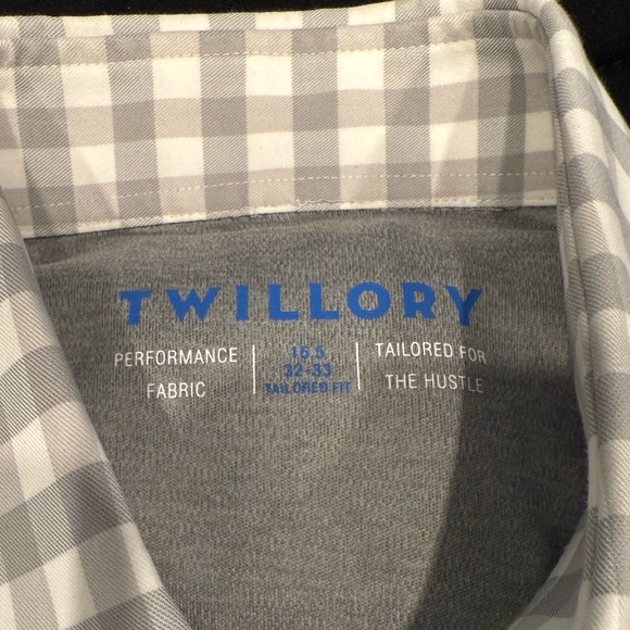 Twillory- Trendsetter- Performance Grey White Gingham- 15.5- M - 32.33 - Picture 4 of 4